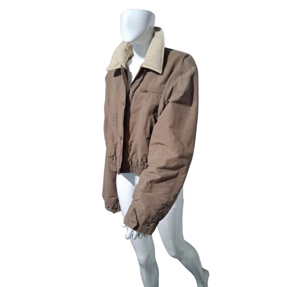 Zara Grungecore Waxed Bomber Jacket Women's size Medium Contrast Corduroy Collar - Picture 8 of 16